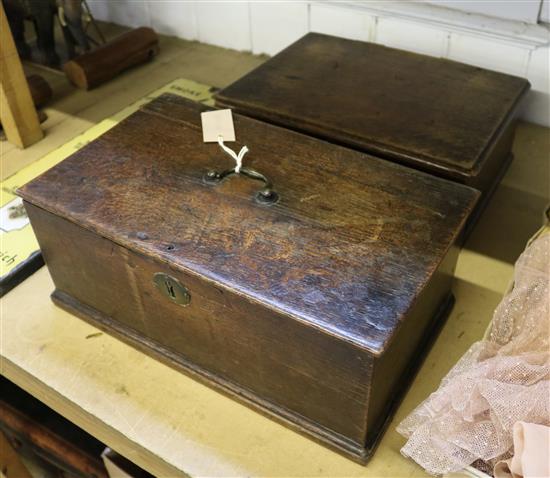 Two small 18th century oak boxes